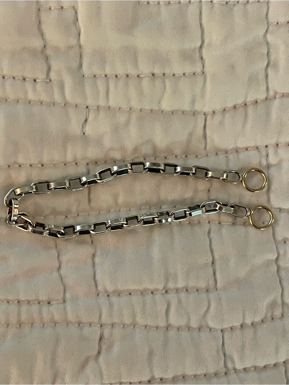 Marla Aaron Polished Silver Biker Chain Bracelet 6.5 inches with 14k gold loops - Picture 9 of 9